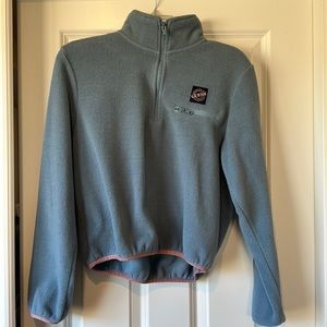 Guess Blue Fleece Half Zip Pullover Cropped Size M